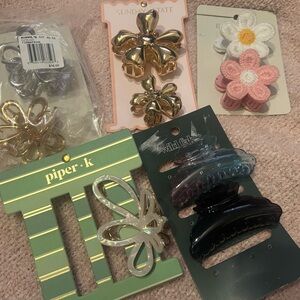 Lot of New Hair Claws - metallic, floral, crochet